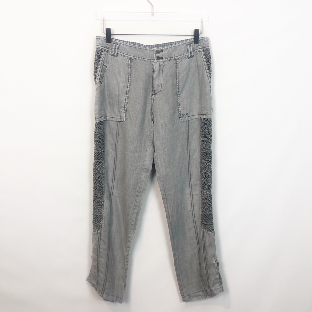 Hei Hei Marlena Gray Linen Embroidered Pant 27